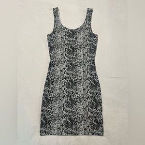 White Snakeskin Fitted Mini Dress